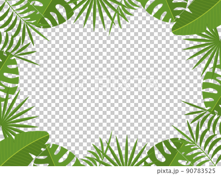 ボタニカルなフレーム　横位置　グリーン 90783525