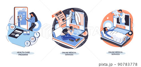 Mobile medicine. Online medical services metaphor, health care program, talk to doctor from anywhere 90783778