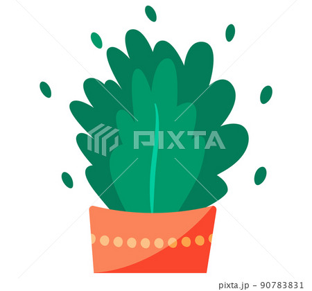Decorative green plant with long leaves in ceramic pot, pot with houseplant. Home interior plant 90783831