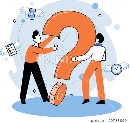Question mark, obtaining information of interest. FAQ help. Problem and solution concept metaphor. Choice or answer 90783840