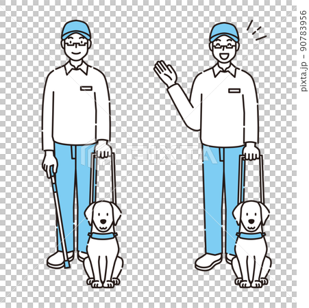 盲導犬 視覚障害者 人物 盲導犬 視覚障害者 人物 90783956