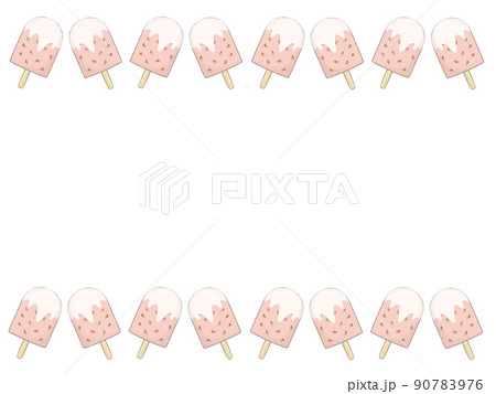 イチゴアイスのフレームイラスト イチゴアイスのフレームイラスト 90783976