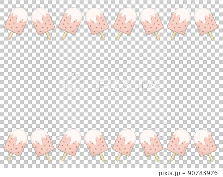 イチゴアイスのフレームイラスト イチゴアイスのフレームイラスト 90783976