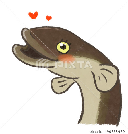 うなぎの顔 小さいハート付きのイラスト素材 うなぎの顔 小さいハート付きのイラスト素材