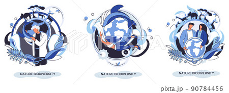 Biodiversity in nature as environment variety of life on Earth planet. Saving wildlife ecosystem metaphor 90784456