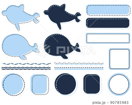 イルカと鯨のメモ、付箋、夏向けイラスト画像のイラスト素材 [90785983] - PIXTA