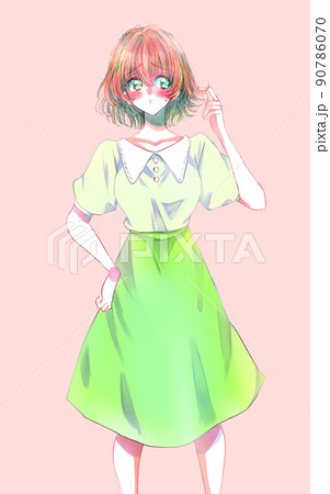 照れている女性 90786070