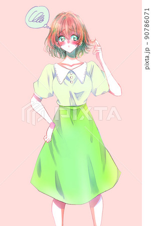 照れている女性 照れている女性 90786071