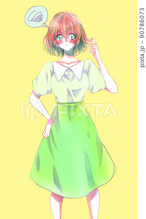 照れている女性 照れている女性 90786073