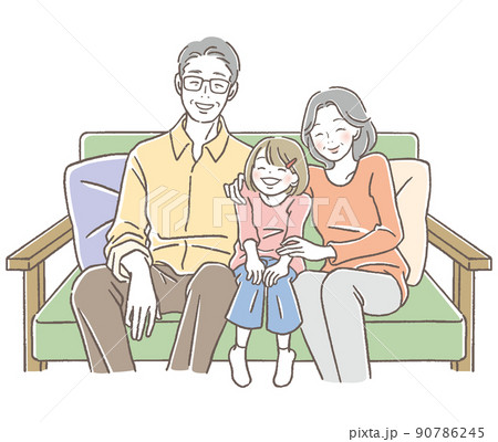 おじいちゃんおばあちゃんと孫 90786245