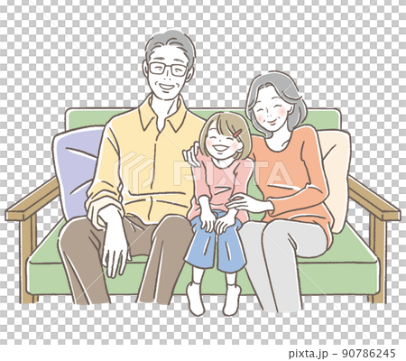 おじいちゃんおばあちゃんと孫 90786245