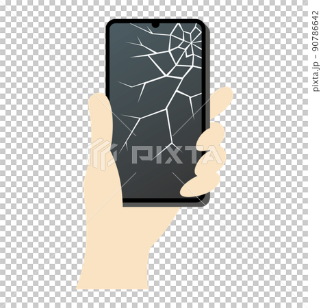 画面がひび割れたスマホのイラストイメージ 画面がひび割れたスマホのイラストイメージ 90786642