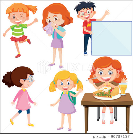 Set of different happy kids 90787157