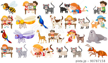 Set of various wild animals in cartoon style 90787158