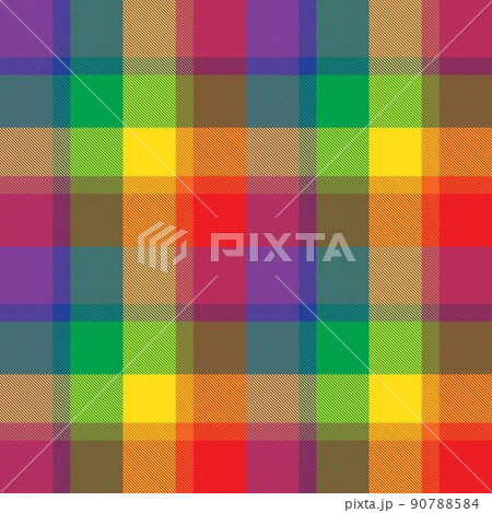 Rainbow Plaid Tartan Checkered Seamless Pattern 90788584