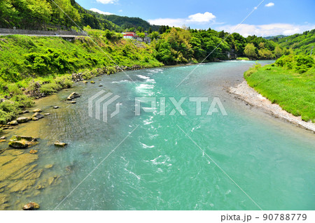 大日向橋／犀川より上流方向を望む(長野県生坂村)【2022.6】 90788779