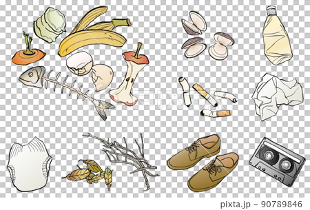 可燃ゴミ　イラスト　カラー 90789846