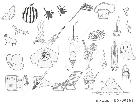 夏のイラスト　セット集　（手描き・ベクター） 90790163