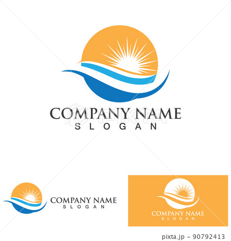 Water wave and sun icon vector illustration design logo Water wave and sun icon vector illustration design logo 90792413