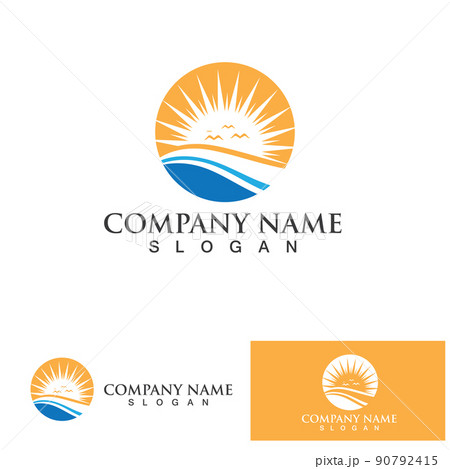 Water wave and sun icon vector illustration design logo 90792415