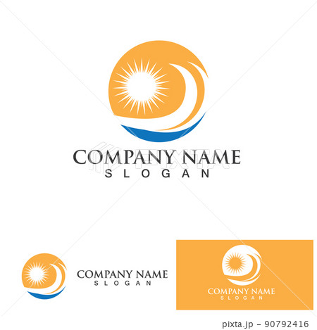 Water wave and sun icon vector illustration design logo Water wave and sun icon vector illustration design logo 90792416