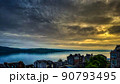 Sunrise Over A Small Town Beside A River. 90793495