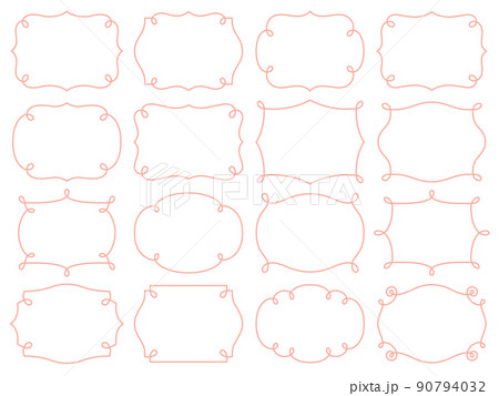ピンクの洋風の線の飾りフレームセット ピンクの洋風の線の飾りフレームセット 90794032