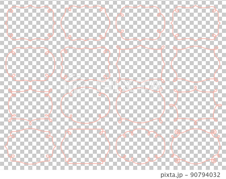 ピンクの洋風の線の飾りフレームセット ピンクの洋風の線の飾りフレームセット 90794032