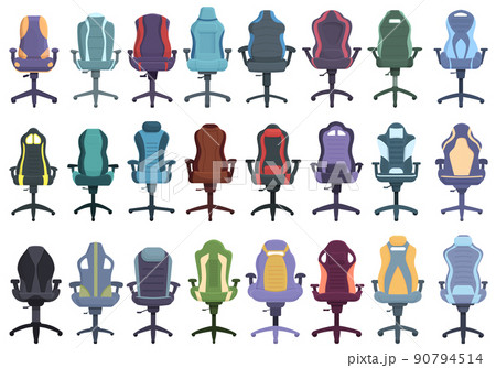 Gaming chair icons set cartoon vector. Game equipment. Gamer comfort 90794514