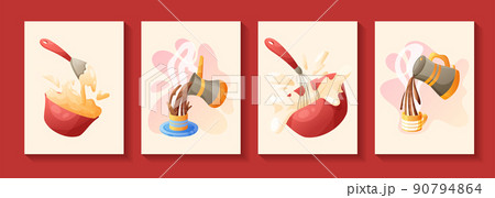 Set of banners for homemade cuisine, cooking or culinary courses, restaurants or cafe. Vector cartoon illustration. Set of banners for homemade cuisine, cooking or culinary courses, restaurants or cafe. Vector cartoon illustration. 90794864