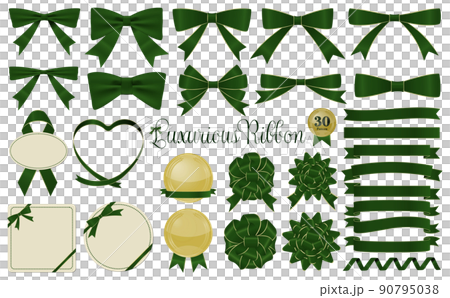 Luxury green ribbon set 90795038