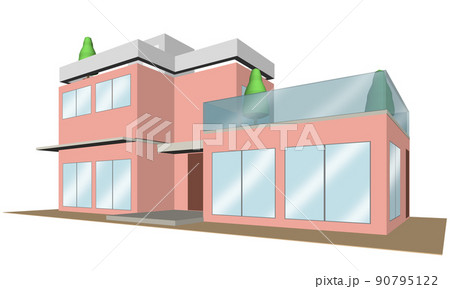 3Dイラストによる一戸建て住宅のイメージ 90795122