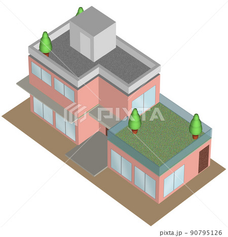 3Dイラストによる一戸建て住宅のイメージ 90795126