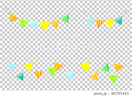 A set of colorful garland and triangular confetti, a collection of hand-painted watercolor illustrations 90795943