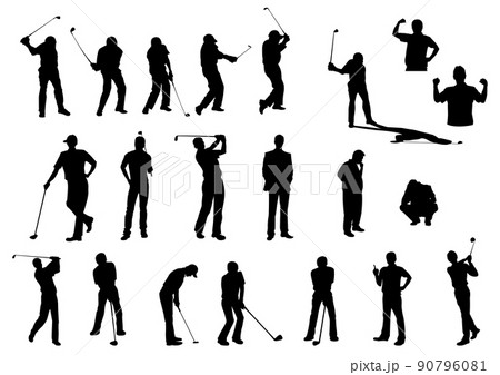 ゴルフをする人物シルエットセット ゴルフをする人物シルエットセット 90796081