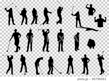 ゴルフをする人物シルエットセット ゴルフをする人物シルエットセット 90796081