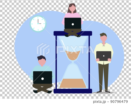仕事をする男女 背景透過 時間 納期 ビジネス パソコン チームワーク 砂時計 イラスト 仕事をする男女 背景透過 時間 納期 ビジネス パソコン チームワーク 砂時計 イラスト 90796479