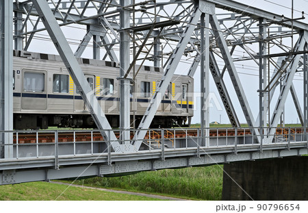 鉄道　私鉄：東武日光線　20000系改造 20400型　利根川橋梁　　 90796654