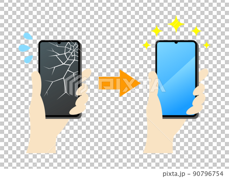 Illustration image of replacing a broken smartphone with a new one Illustration image of replacing a broken smartphone with a new one 90796754