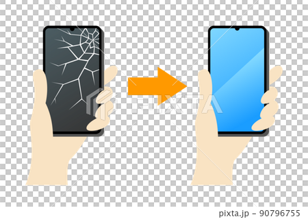 Illustration image of replacing a broken smartphone with a new one 90796755
