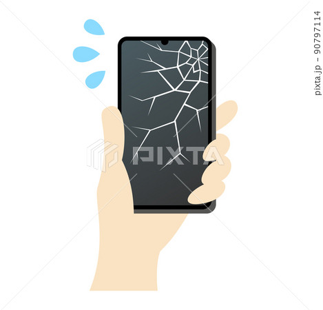 画面がひび割れたスマホのイラストイメージ 90797114