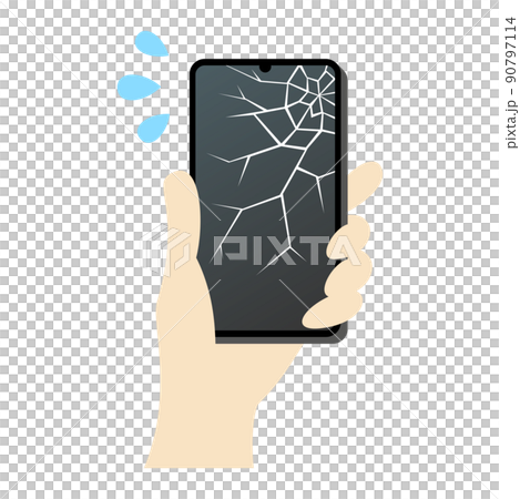画面がひび割れたスマホのイラストイメージ 90797114