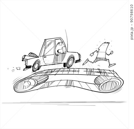 Man and angry car Running on Treadmill 90798610