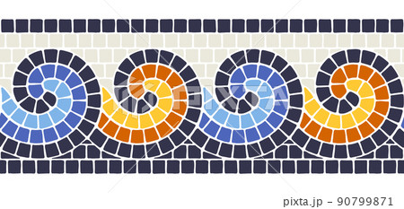 Ancient mosaic seamless pattern. Decorative antique stone ornament. 90799871