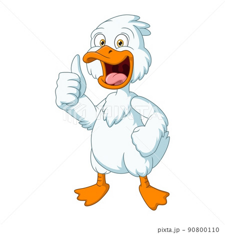 Cute duck cartoon giving a thumb up - Stock Illustration [90800110] - PIXTA