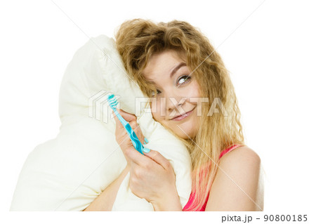 Happy cheerful woman wearing pajamas 90800185