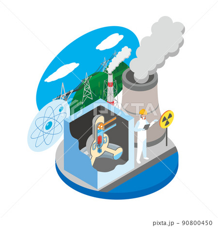 原子力発電施設のイラスト 原子力発電施設のイラスト 90800450