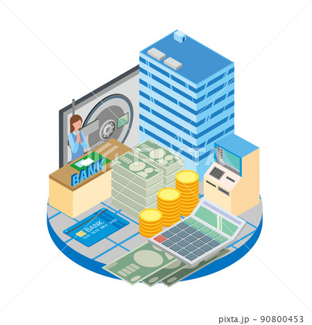 銀行業務のイラスト 銀行業務のイラスト 90800453