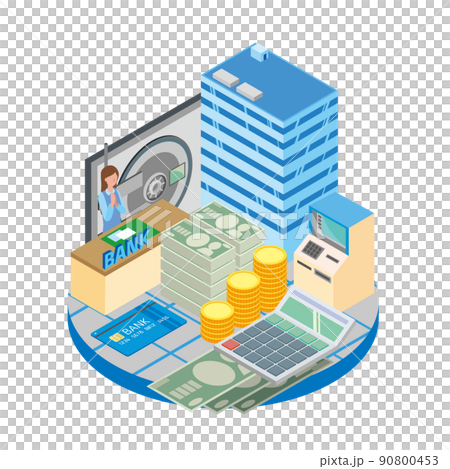 銀行業務のイラスト 銀行業務のイラスト 90800453