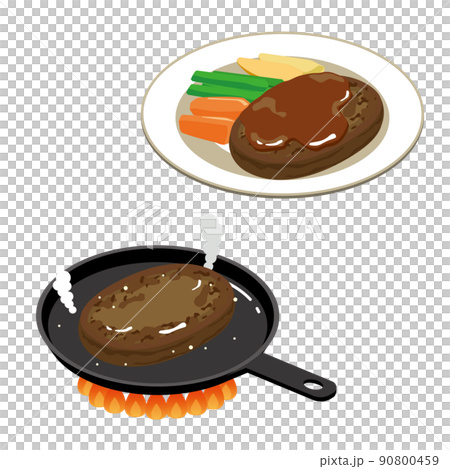 フライパンで焼くハンバーグステーキ 90800459